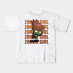 Zombie Girl Creepy Scary Kawaii Zombie Cute Halloween Outfit Kids T-Shirt